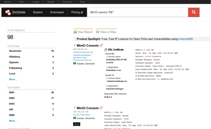 minio shodan